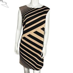 Ann Taylor Loft Black and Tan striped dress-size 0